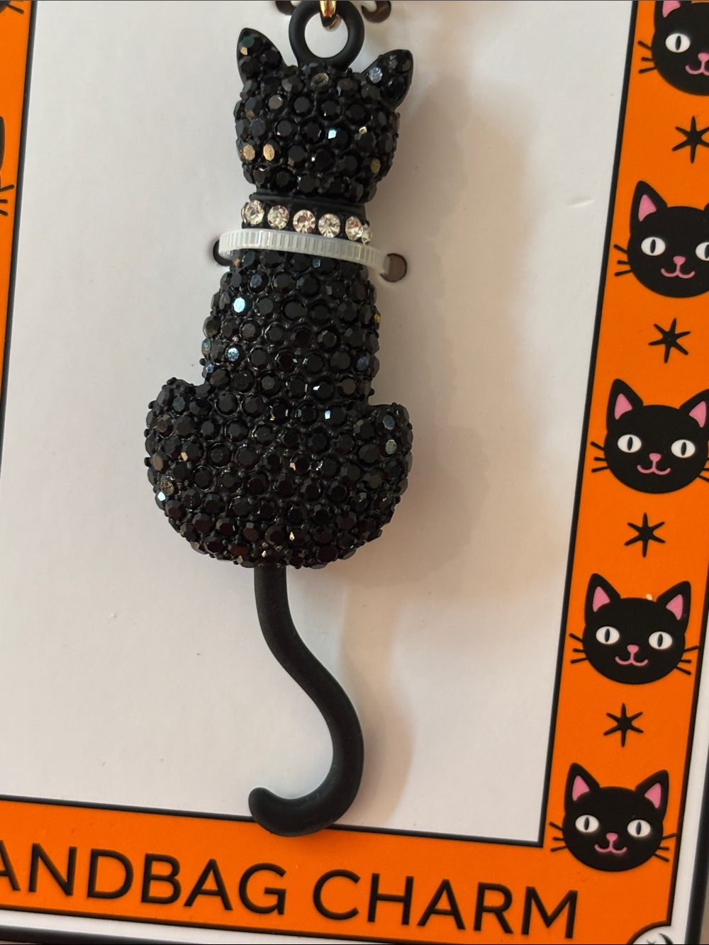 NWT Black Cat Faux Crystal Purse Charm/keychain